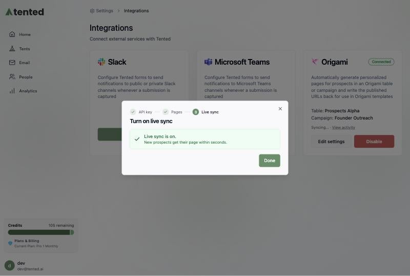 The live sync step confirming Live sync is on.