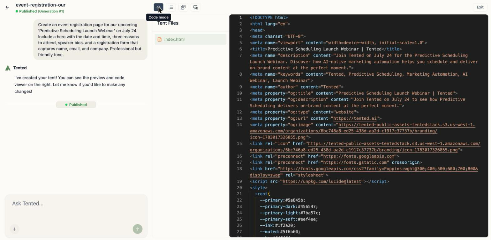 A screenshot of the code view with the code icon highlighted.