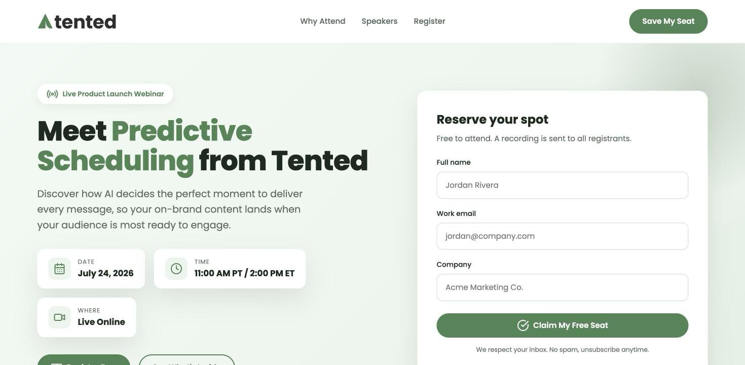 A screenshot of a published tent live on the web at its custom URL.