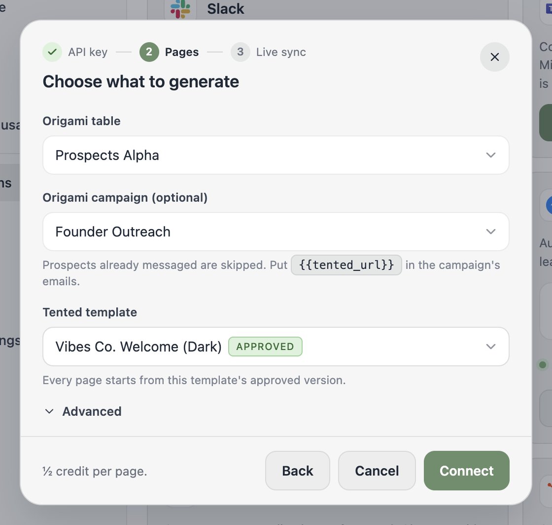 The Choose what to generate step with a table, a campaign, and a template selected.