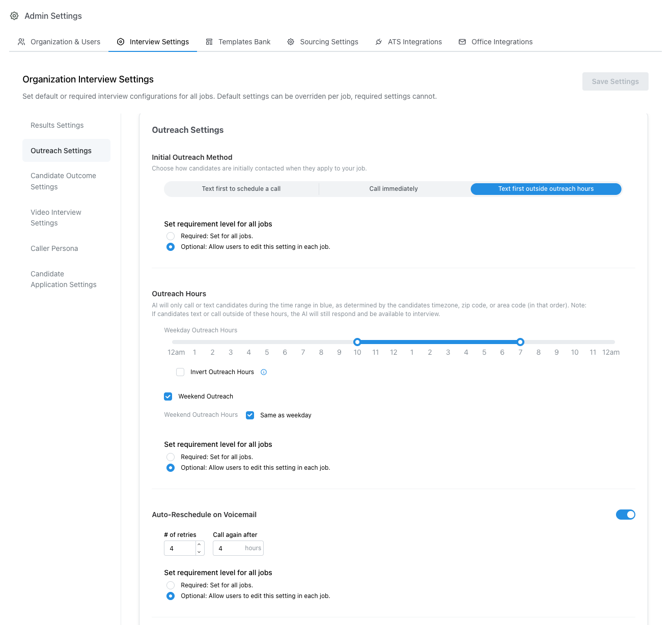 Calendar integration setup screen