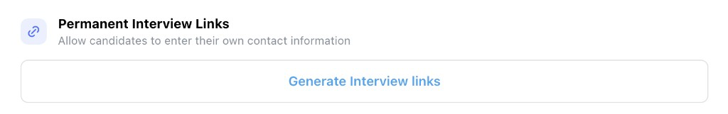 Permanent Interview Links section with a Generate Interview links control