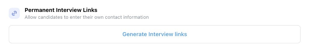 Permanent Interview Links section with a Generate Interview links control