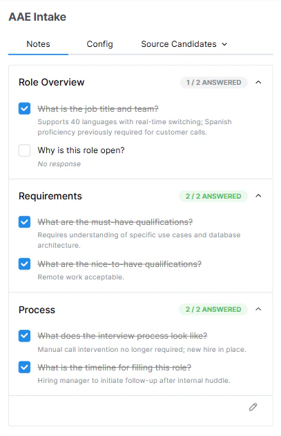 Live Note view on an intake note showing Notes tab content, tab bar, and the left-side navigation