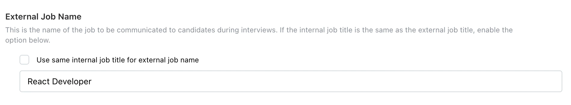 External Job Name setting