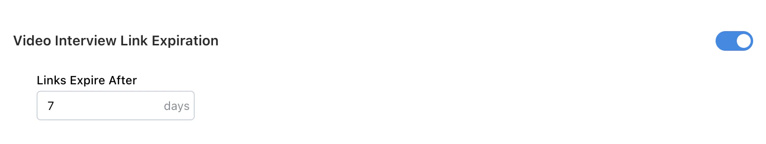 Video Interview Link Expiration setting