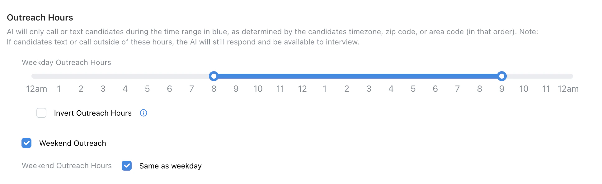 Outreach Hours setting
