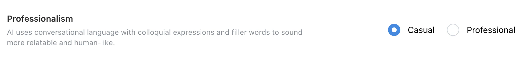 Professionalism setting