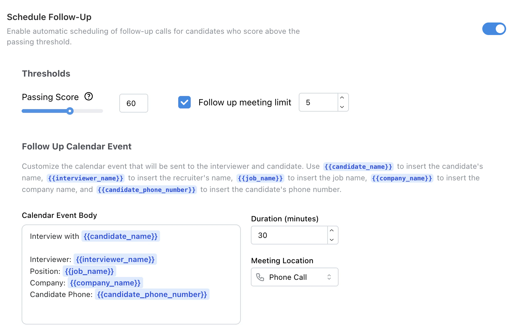 Schedule Follow-Up setting