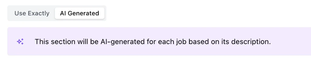 Use Exactly and AI Generated section mode toggle