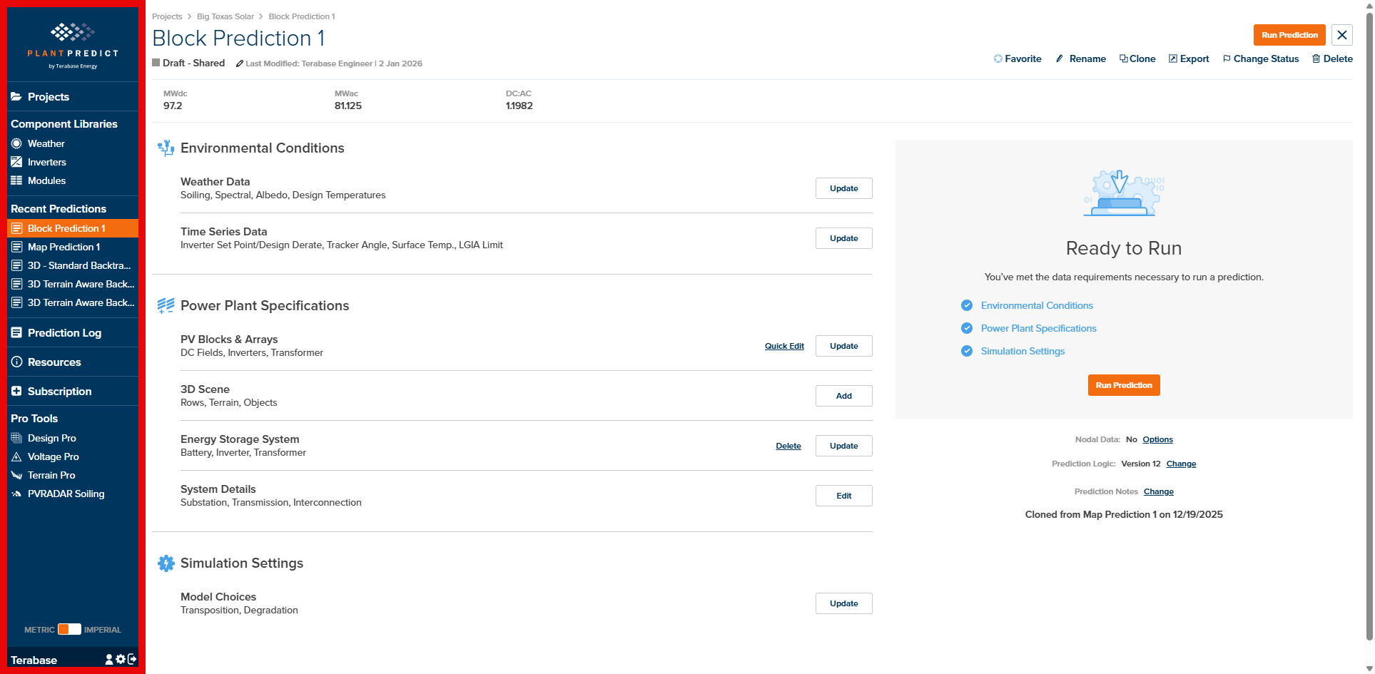 PlantPredict Sidebar Navigation