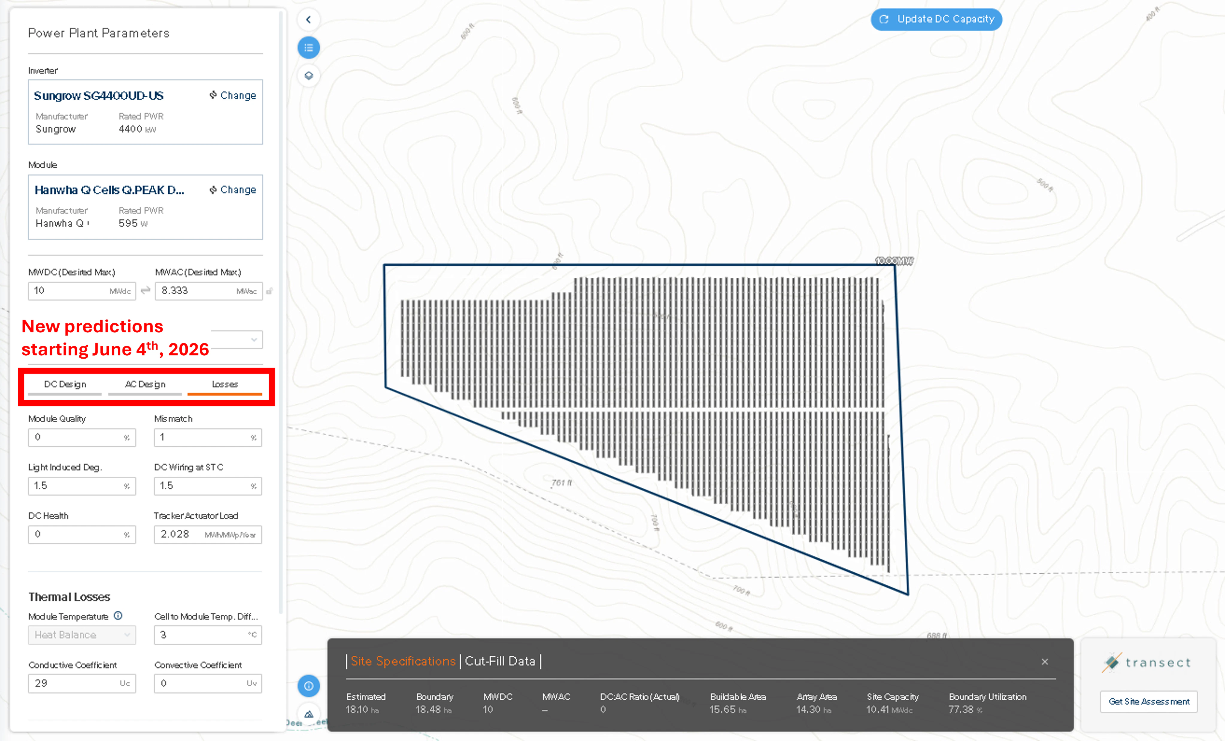 Map Builder prediction interface after the change, with the Slope Design tab removed