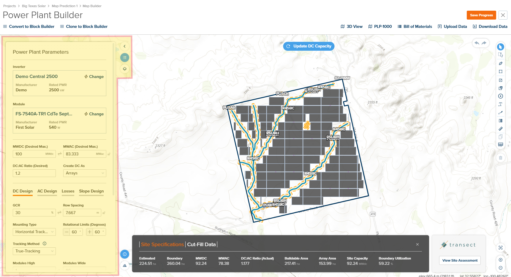 Power Plant Parameters Panel