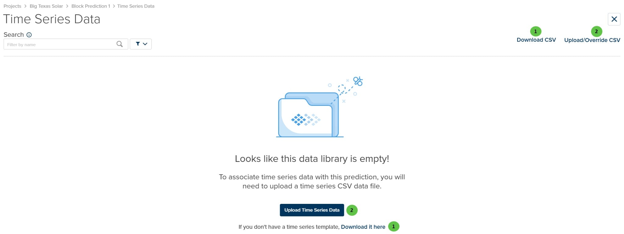 Time Series Data Empty State