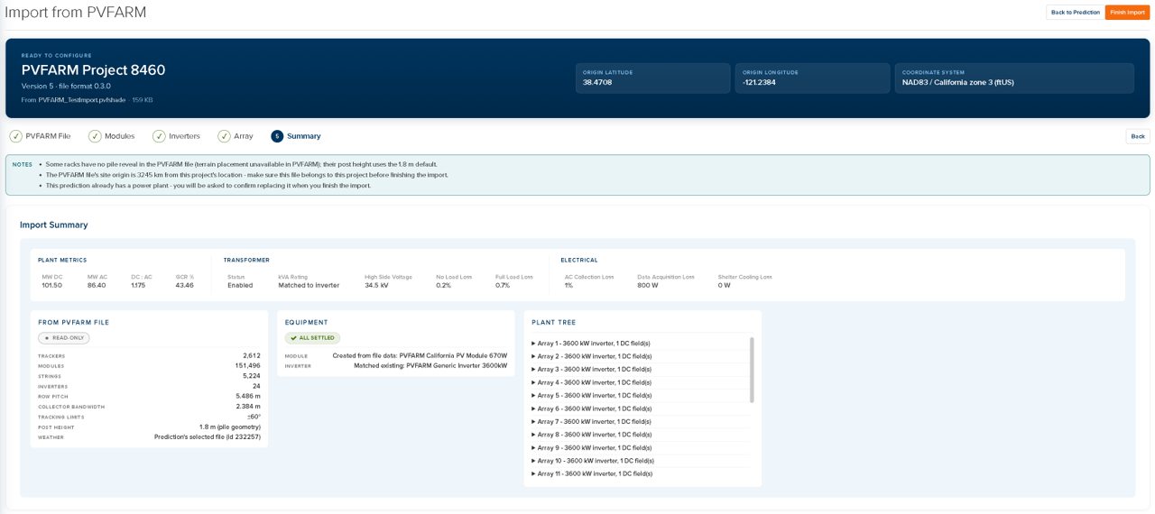 PVFARM import summary step