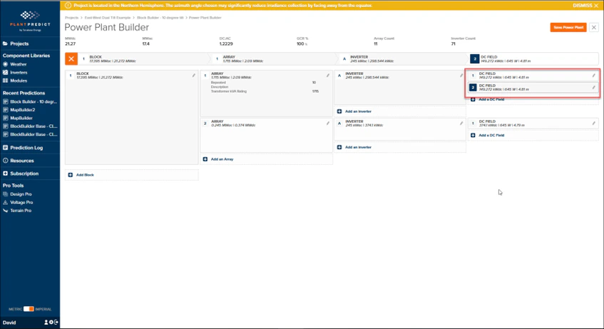 Block design with 2 DC Fields per array
