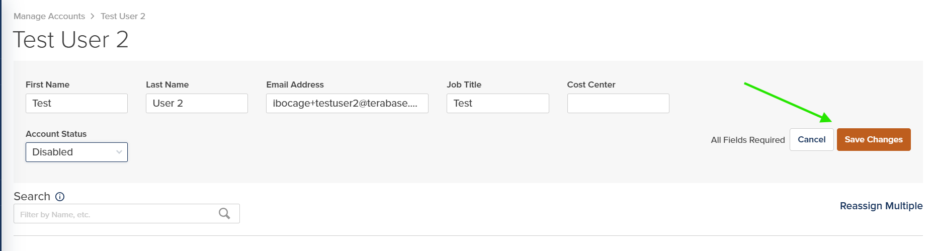 Save Changes button