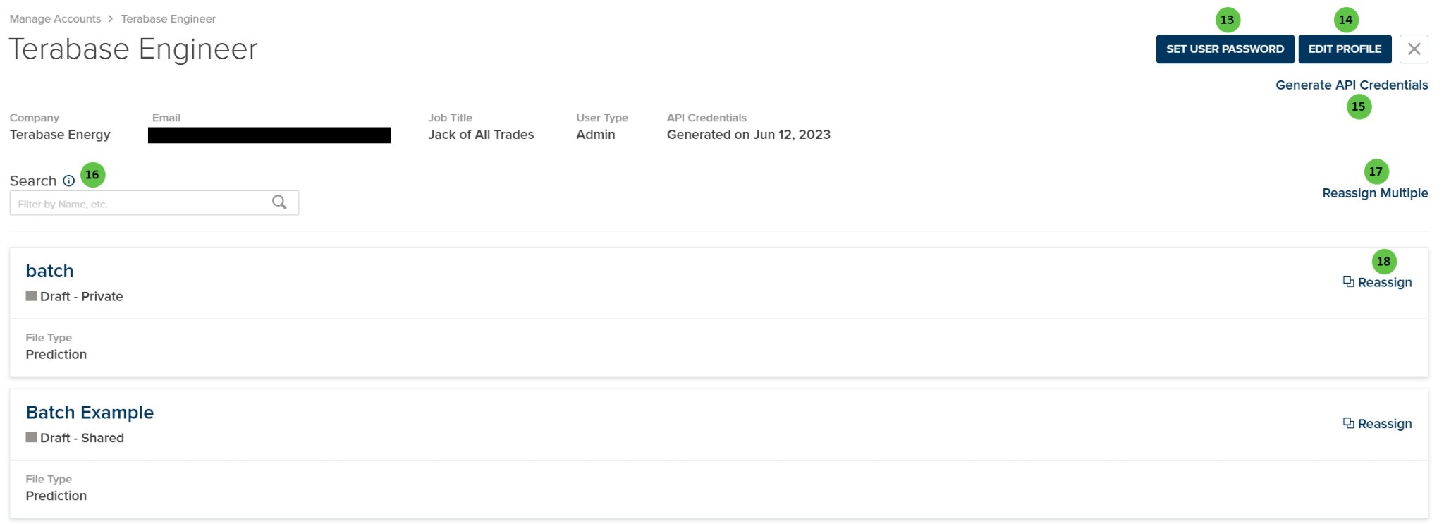 Manage Accounts User Detail