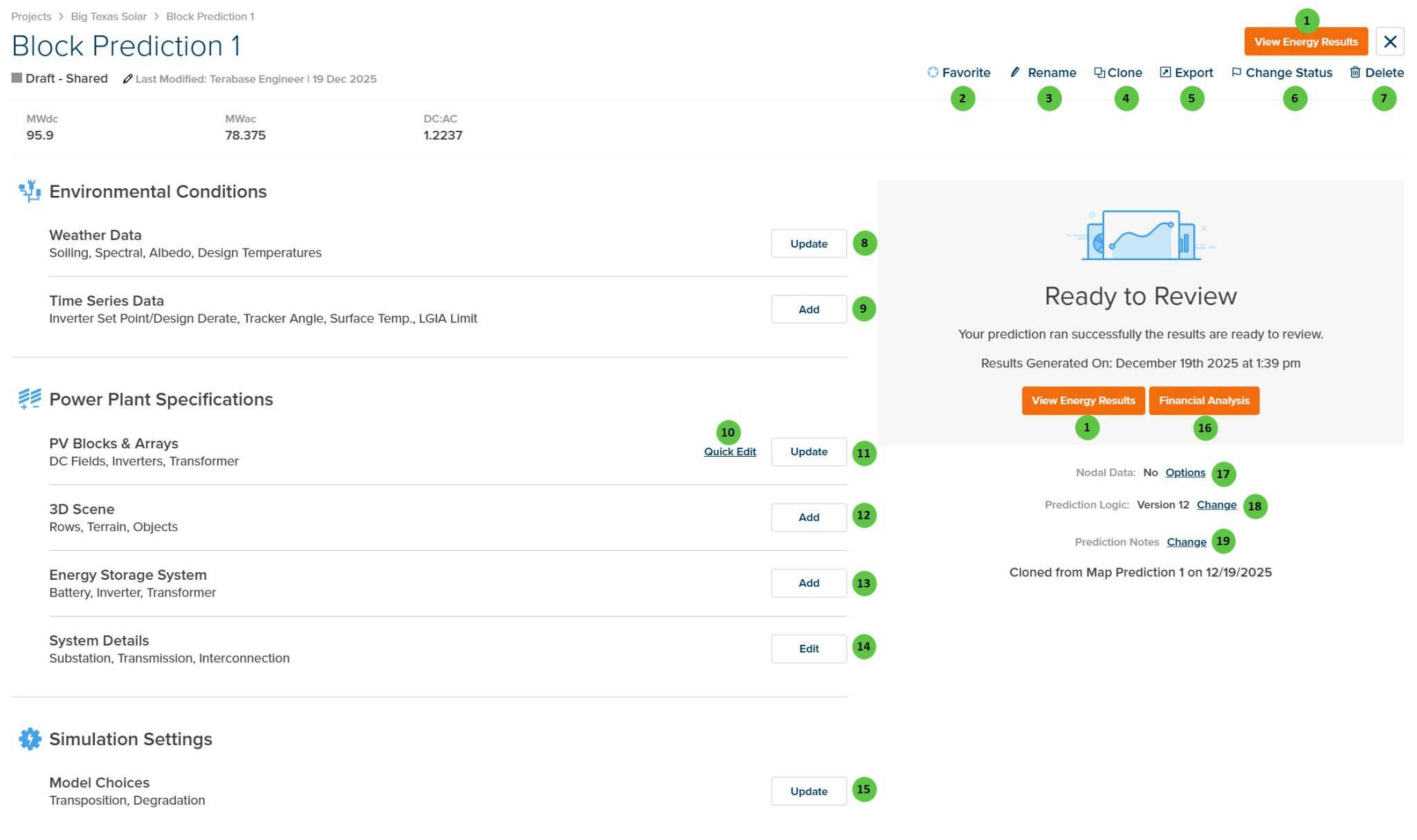 Prediction Configuration Page