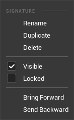 The right-click row menu in the Inkwell Page Editor Layers panel