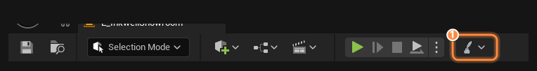 The Level Editor toolbar with the Inkwell Page Editor dropdown button highlighted