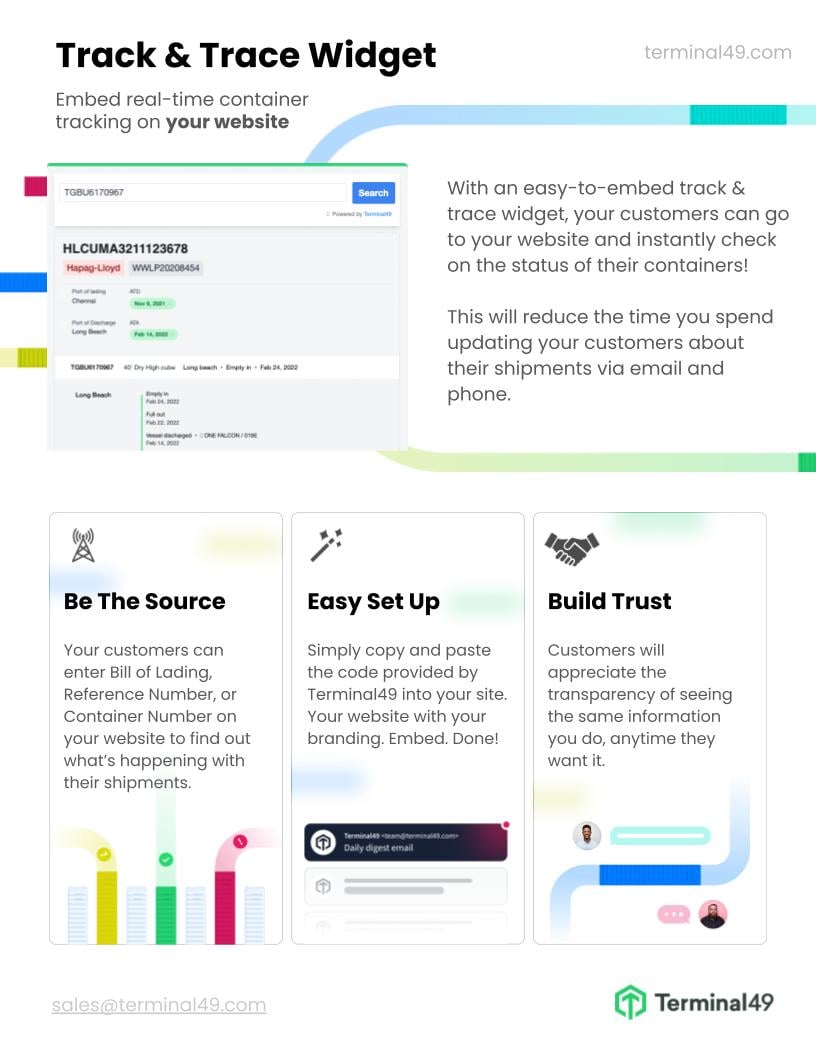 Terminal49 container tracking widget one-pager