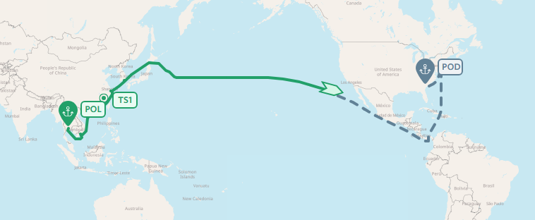 Example of a shipment map