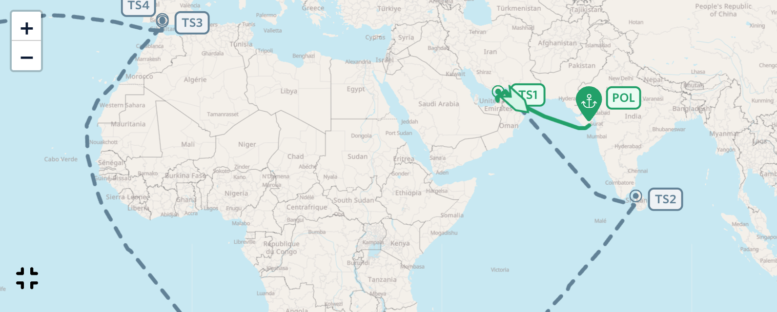 Future Vessel Path Between Ports