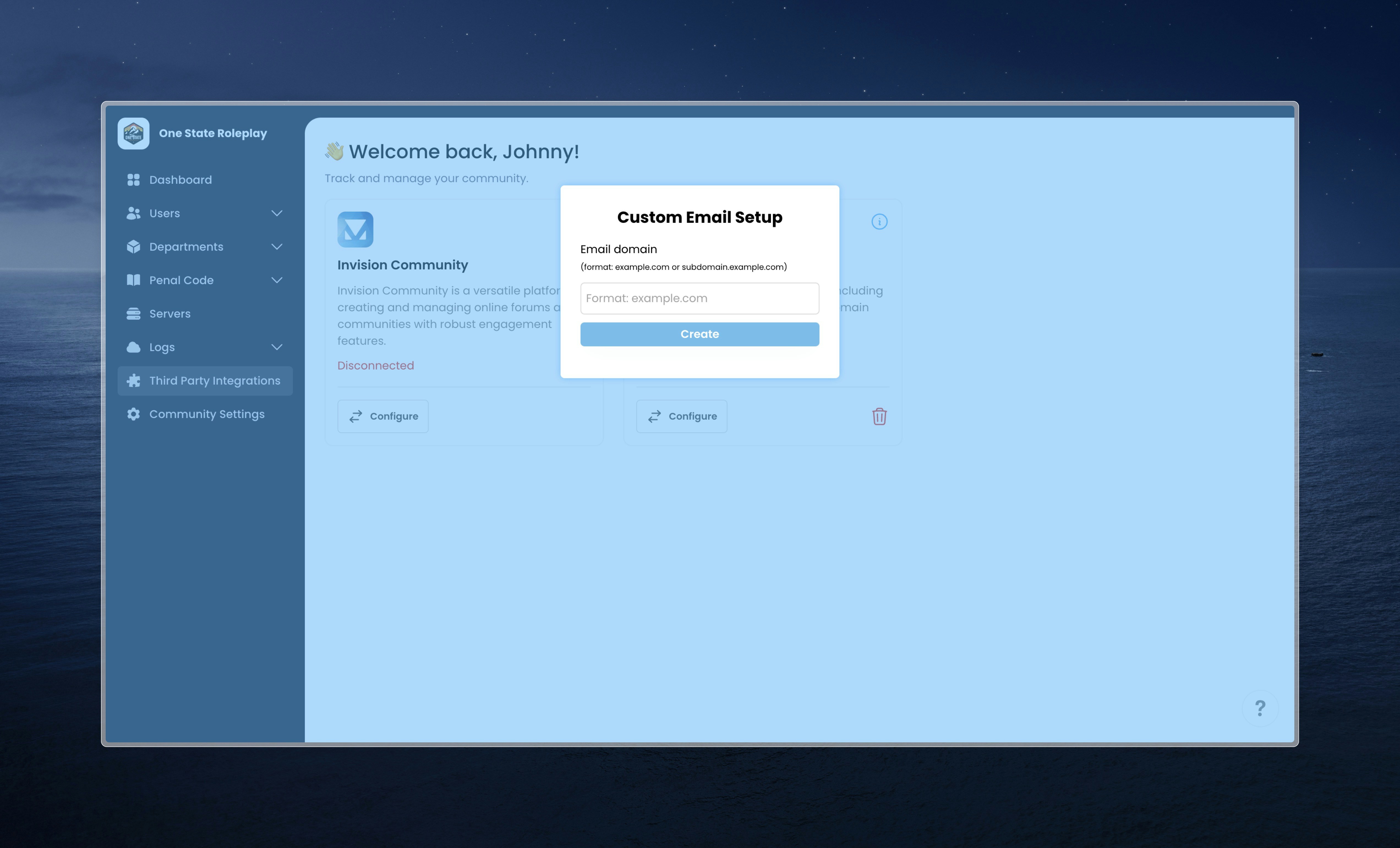 Screenshot of configue button
