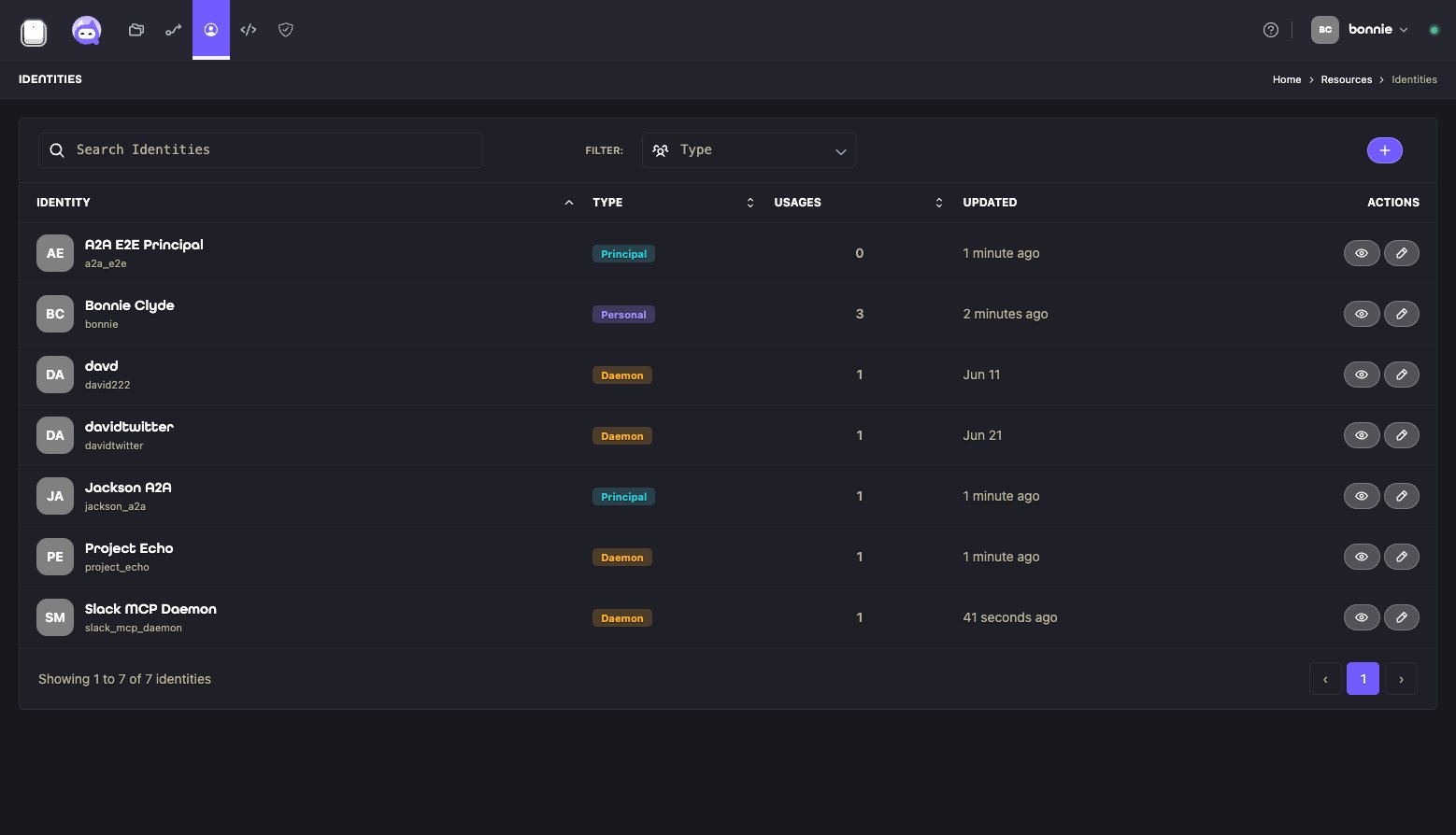 Aion identities interface