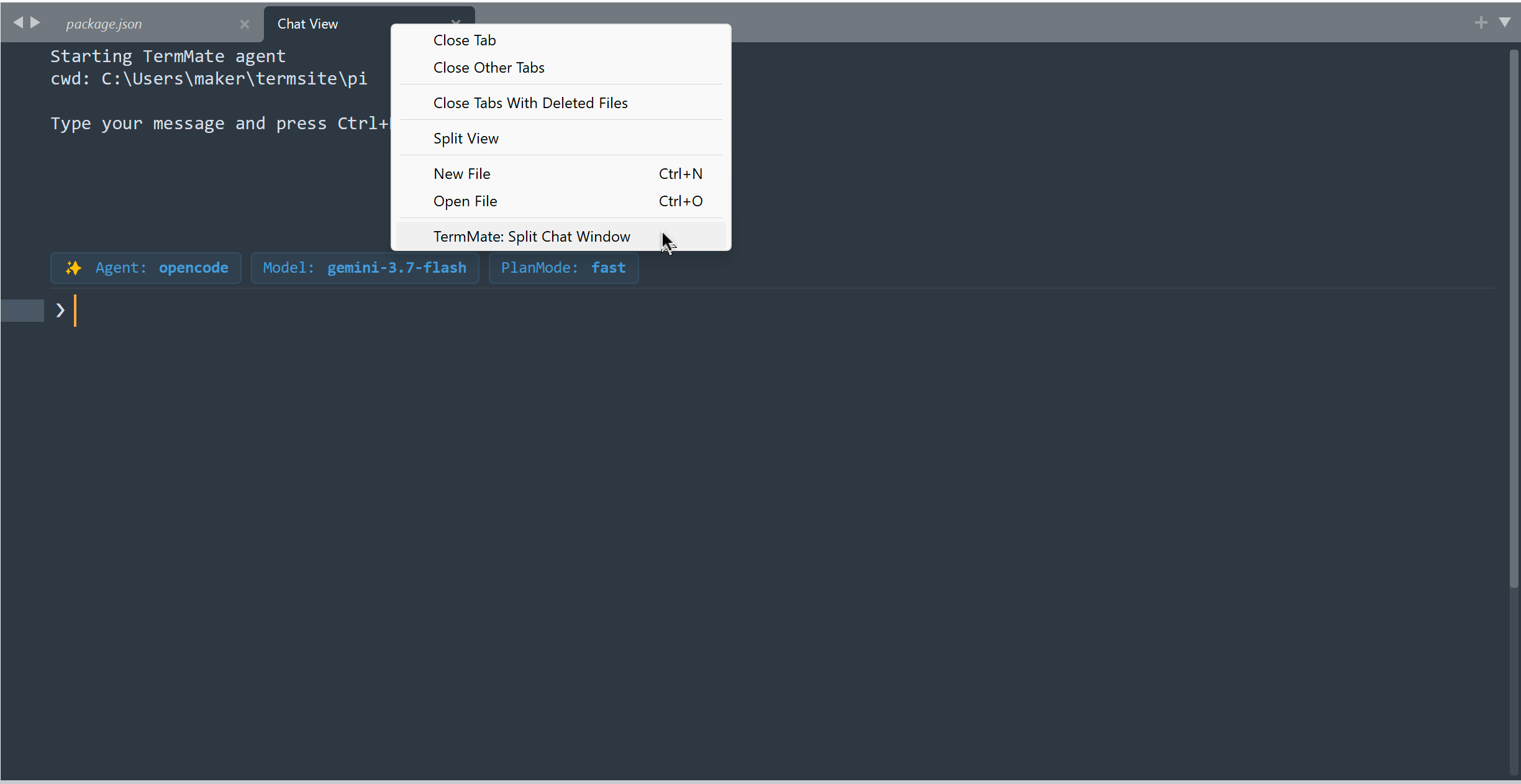 Split Chat Window Tab Menu