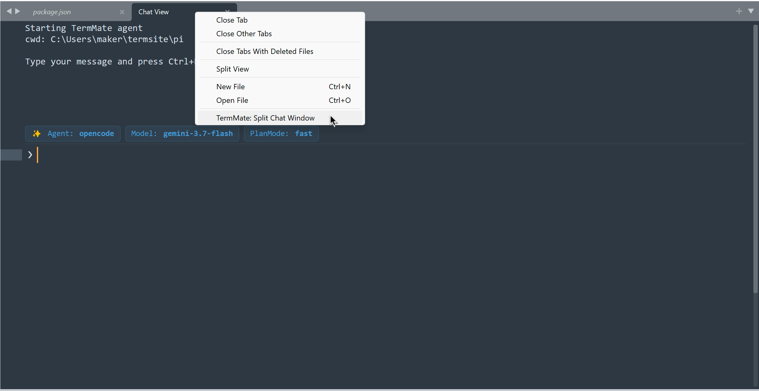 Split Chat Window Tab Menu