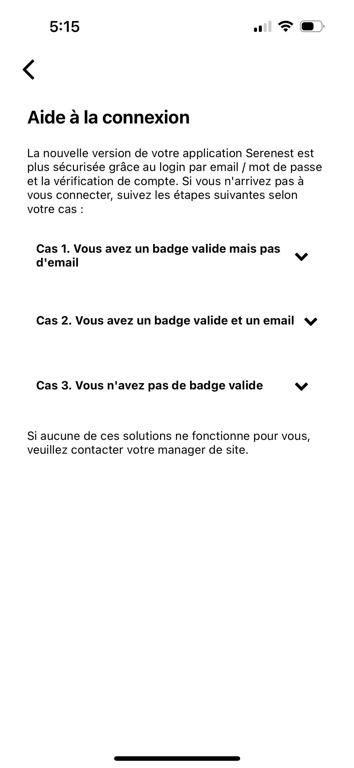 Page d'aide à la connexion