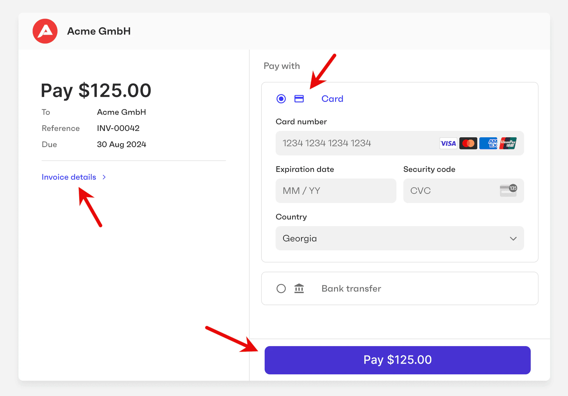 Button color on the payment page