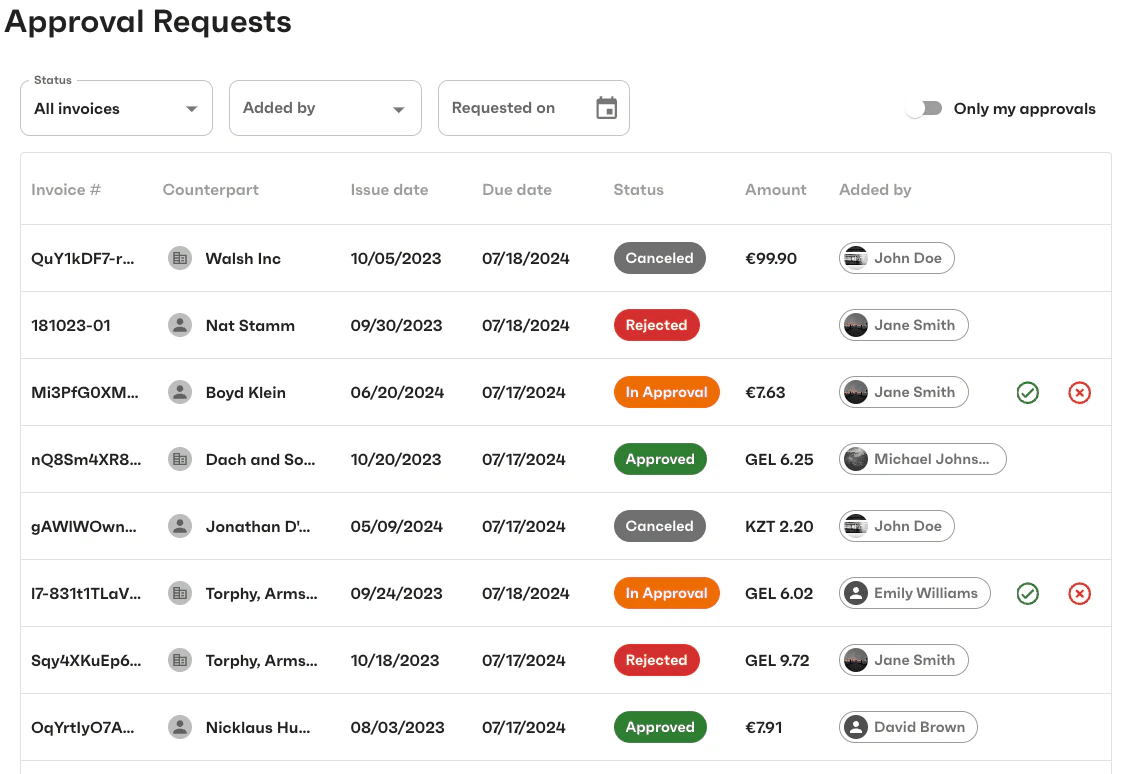 ApprovalRequests component preview