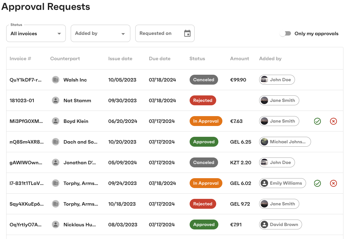 ApprovalRequests component preview