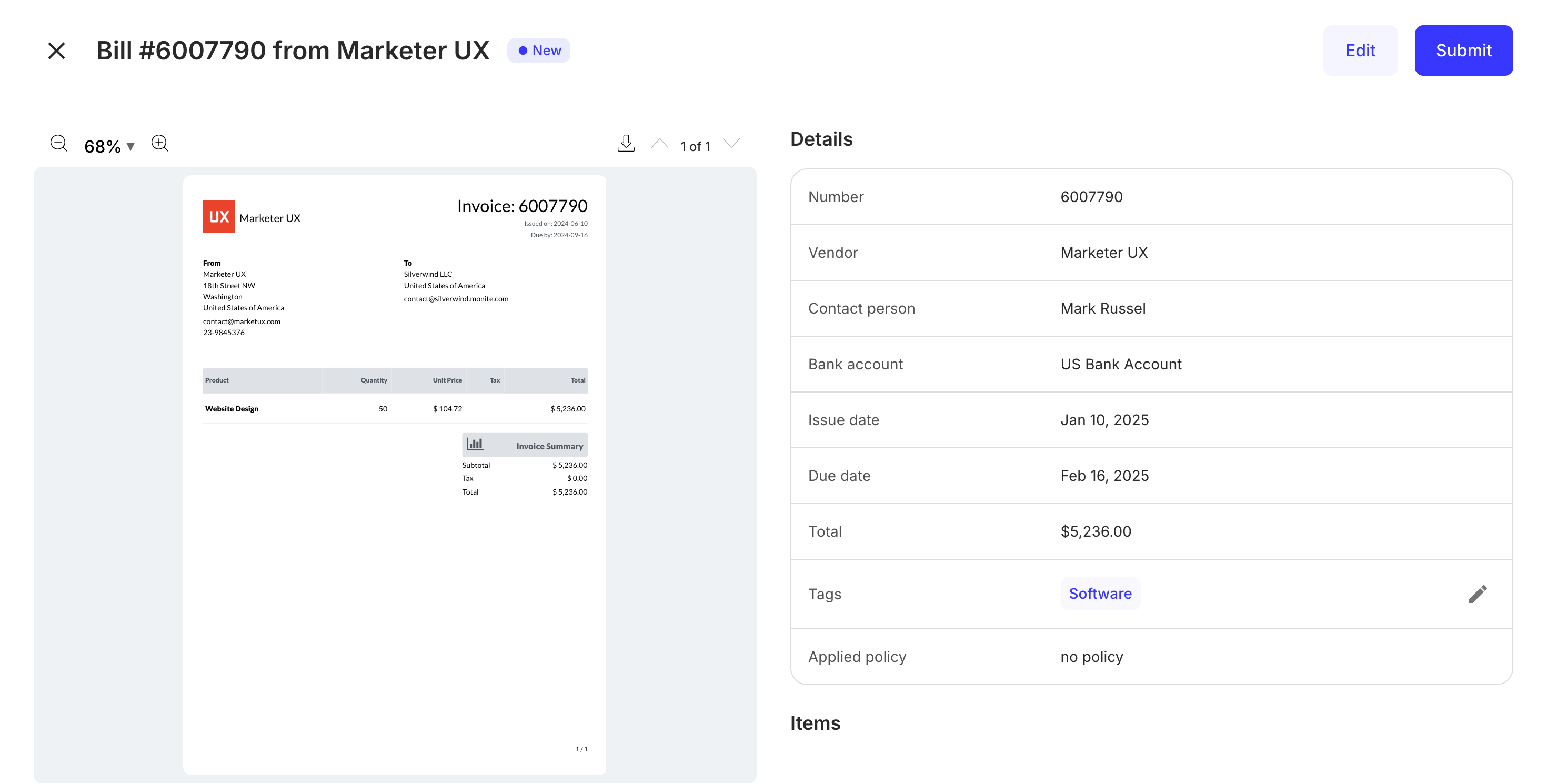 PayableDetails component preview
