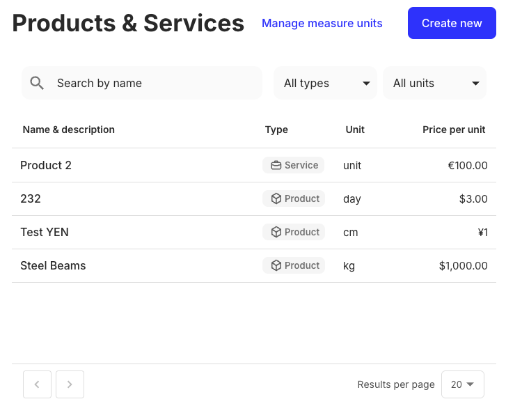 Products component preview