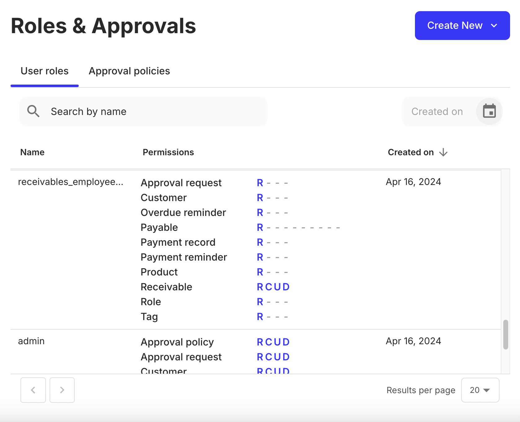 UserRoles component preview