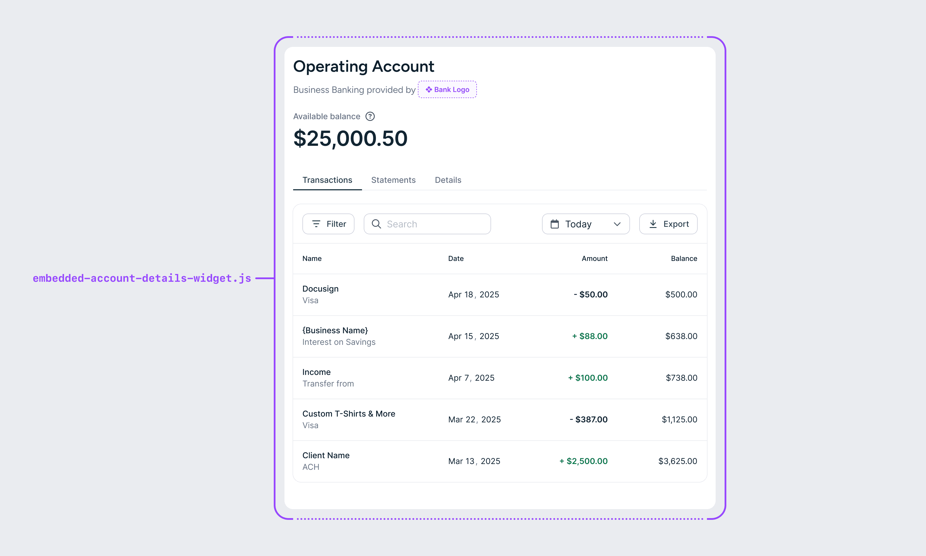 Account Detail Widget