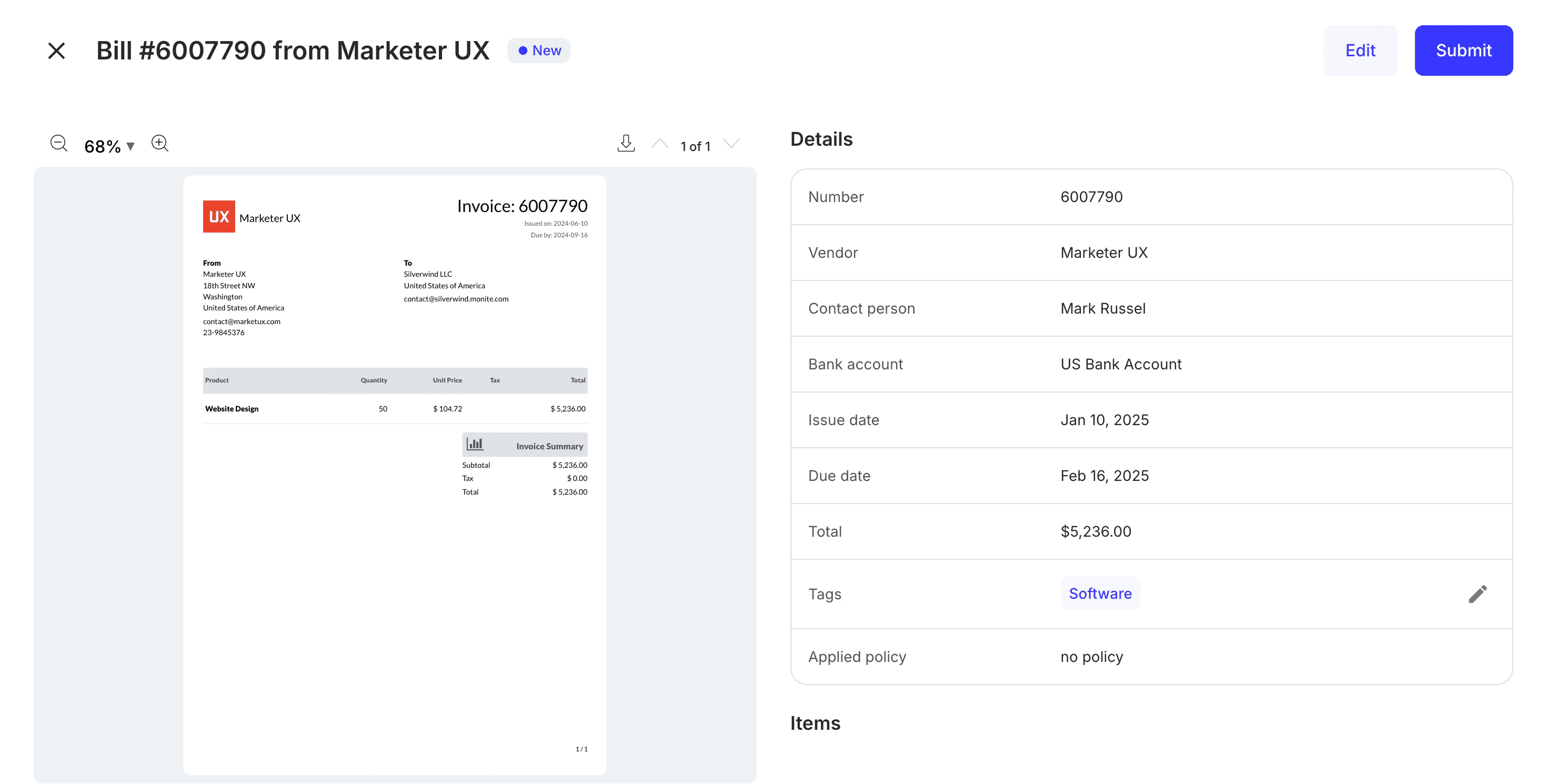 PayableDetails component preview