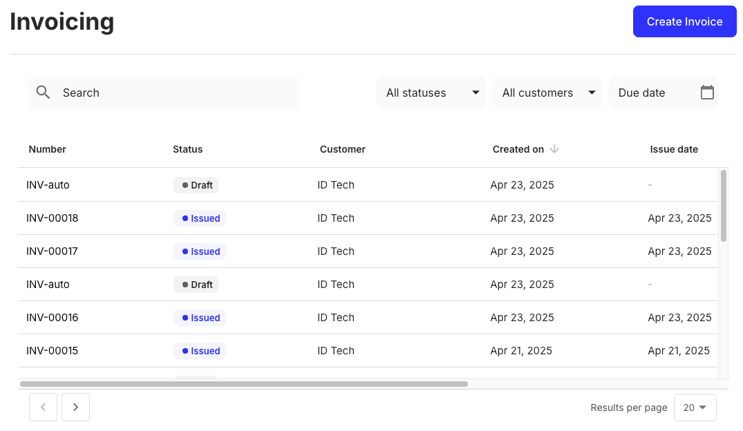 Receivables component preview