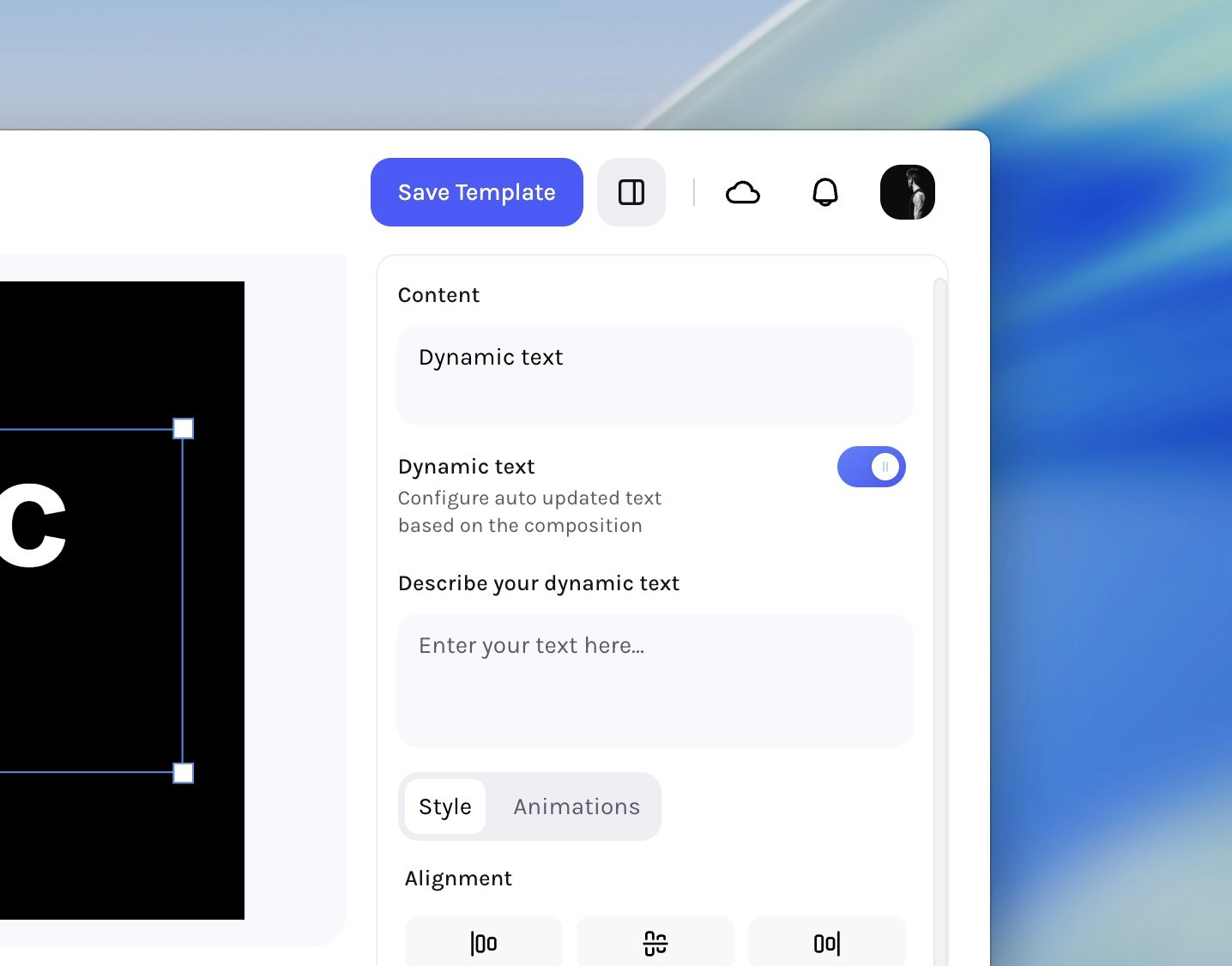 Dynamic text placeholder