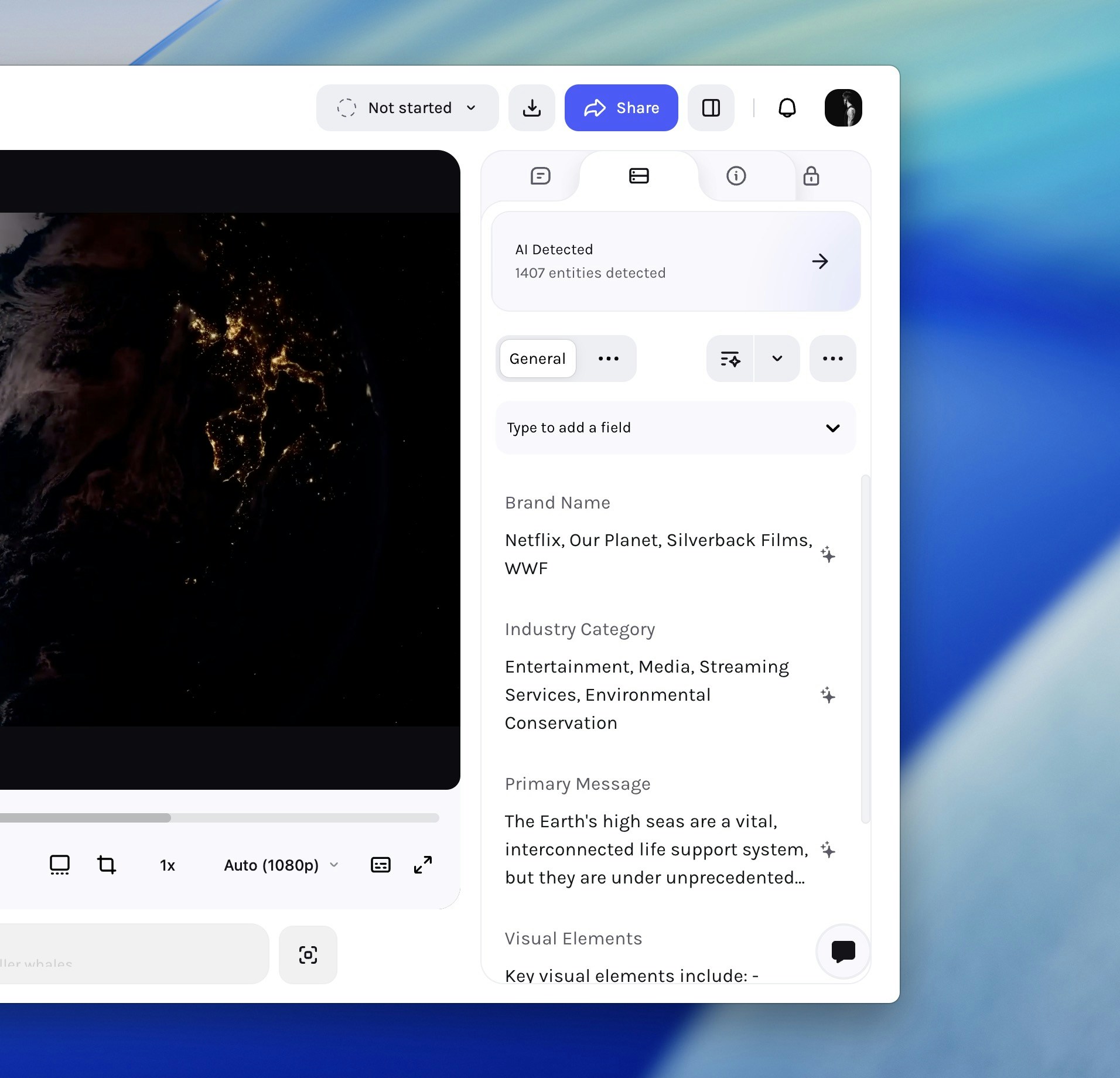 Metadata panel with AI autofill