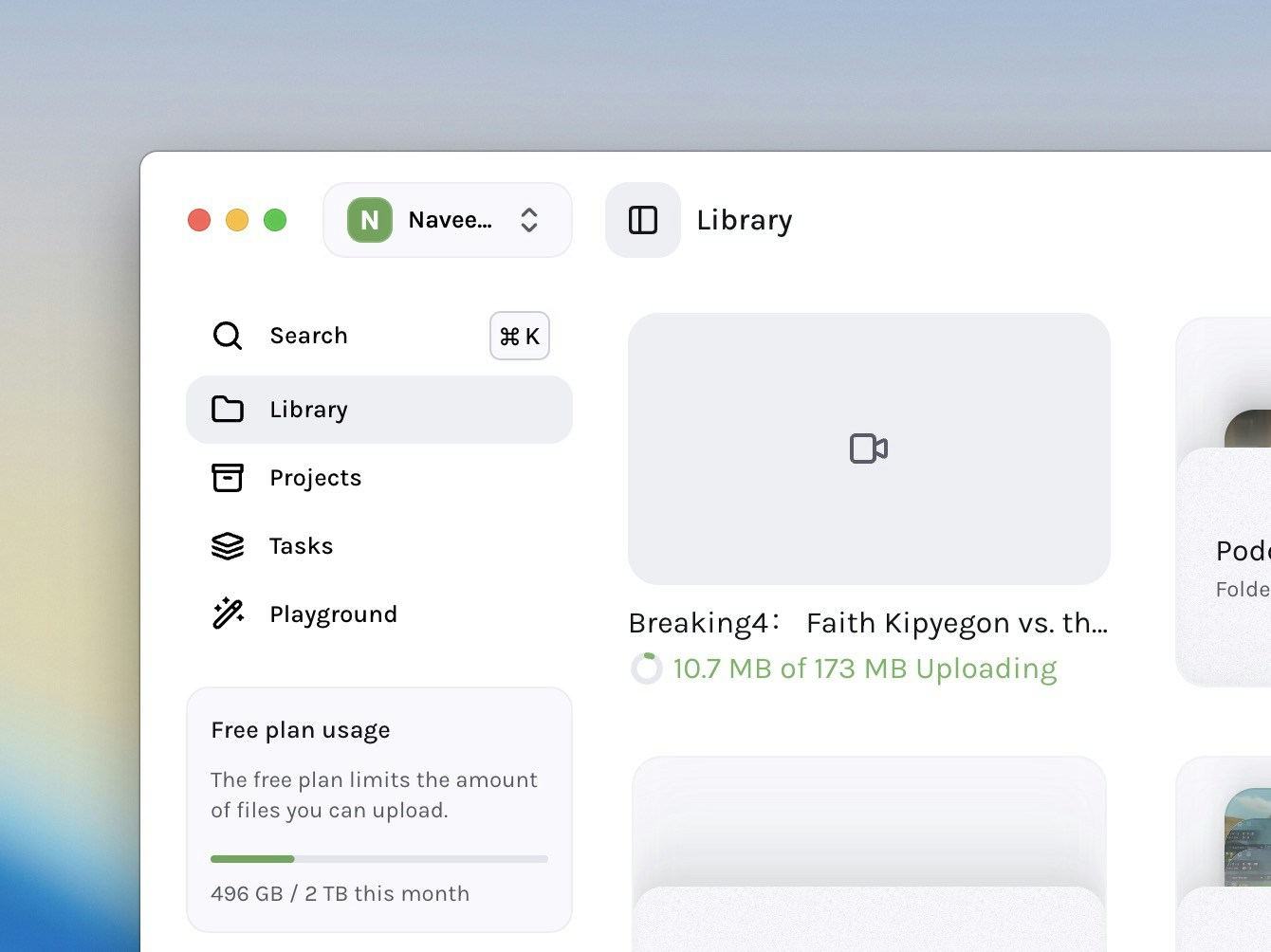 Asset upload progress