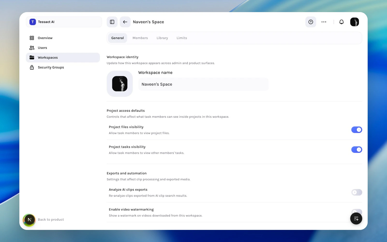 Workspace behavior and access controls