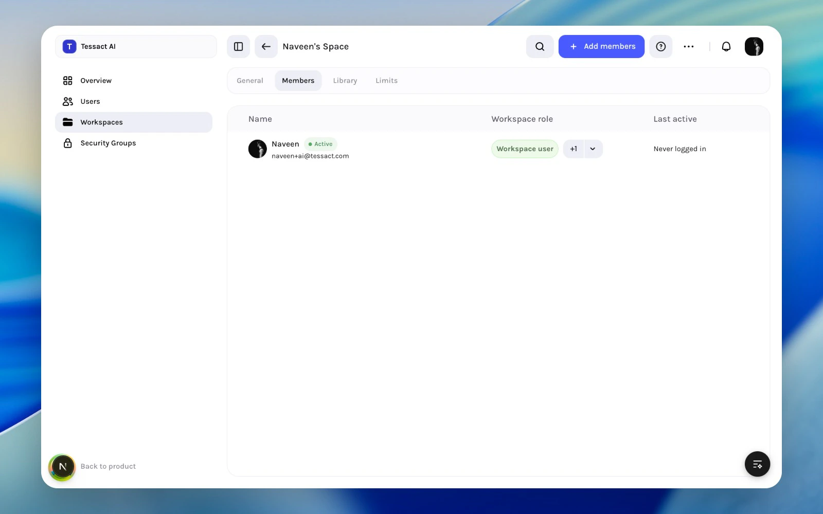 Workspace members page