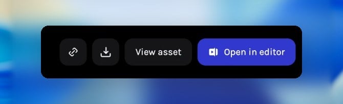Preview toolbar with copy link, download, View asset and Open in editor