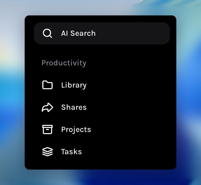 AI Search entry at the top of the Tessact sidebar