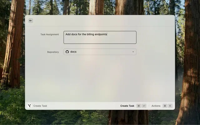 Raycast Create Task interface
